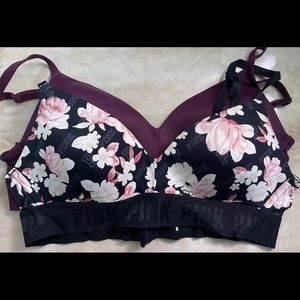 LIKE NEW! 34A Victorias Secret PINK Wireless Bras 2 Bras